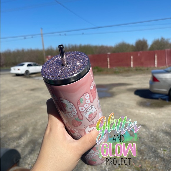 Ready to Ship 30oz Strawberry Boo Milk Slurp Tumbler - Picture 2 of 2